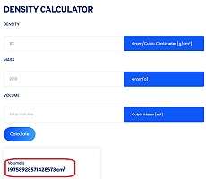 Screenshot of Toolerz's Density Calculator