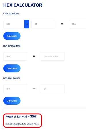 Screenshot of Toolerz's Hex Calculator