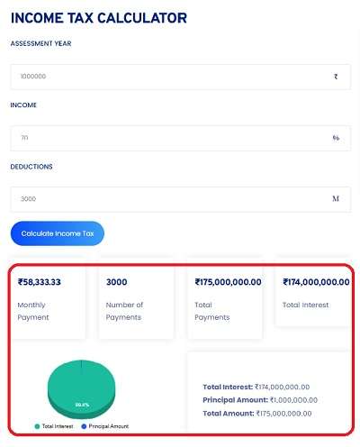 Screenshot of Toolerz's Income Tax Calculator