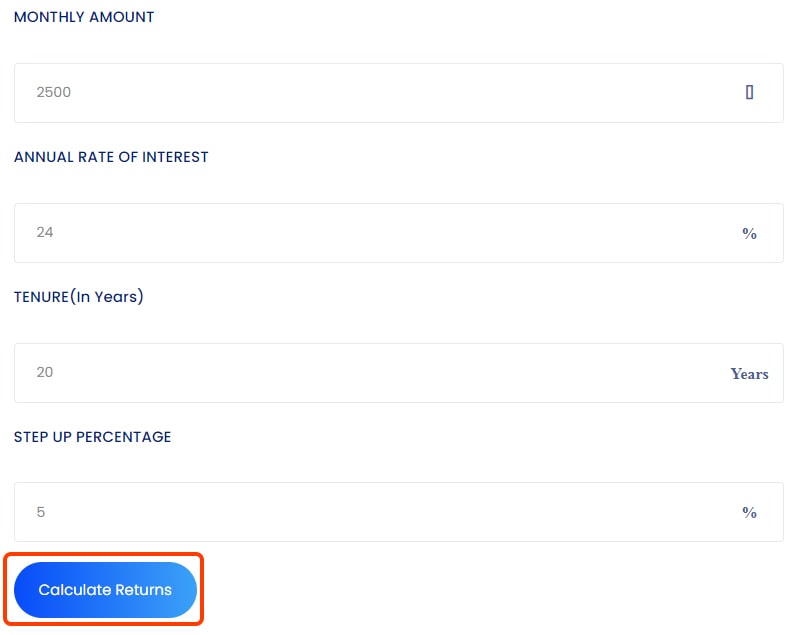 Step up SIP Calculator SBI